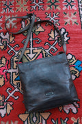 Dark brown genuine leather crossbody shoulder bag by Elektra Vintage, featuring vintage style and durable leather construction.
