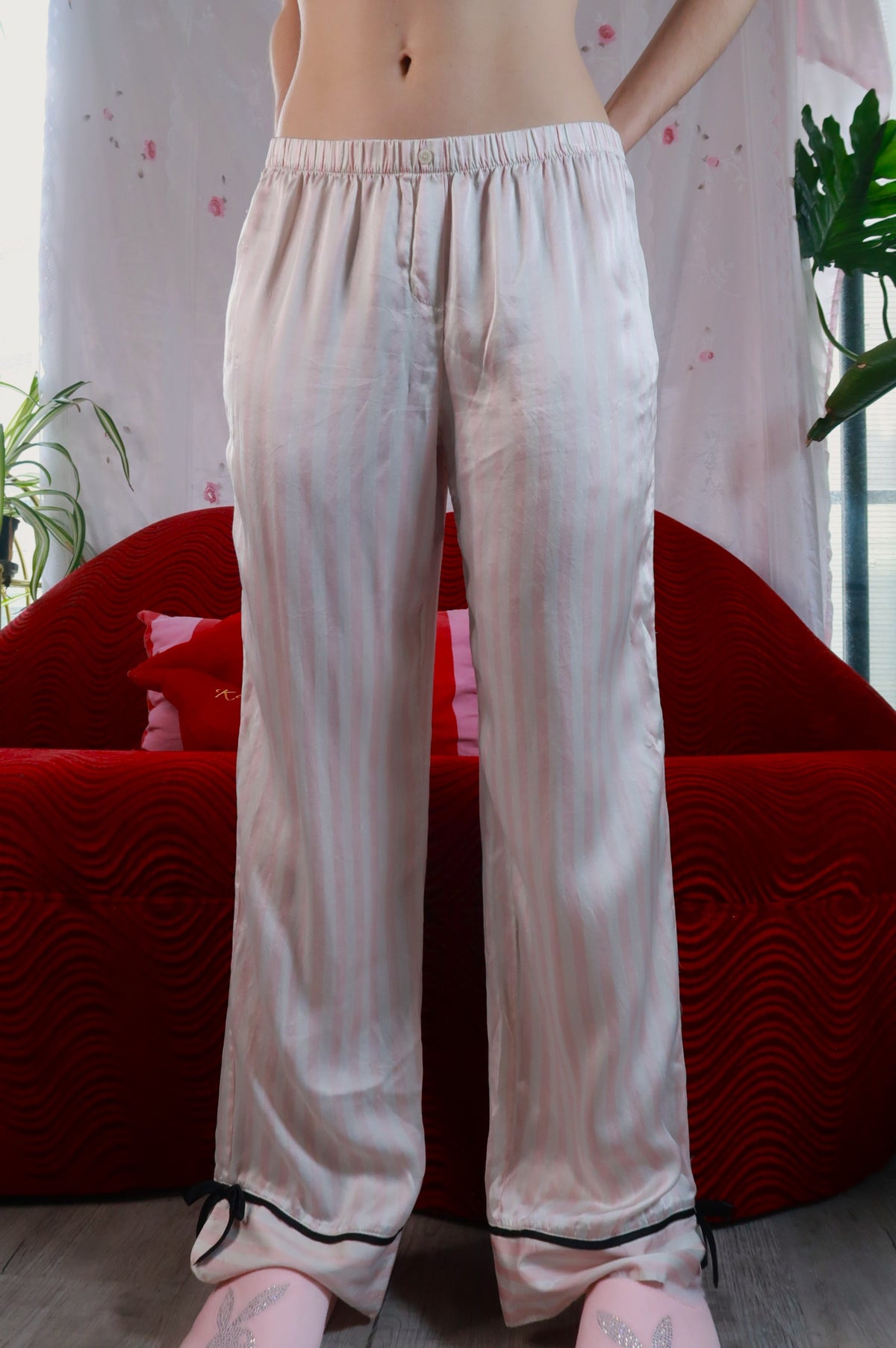 Striped Silky Pajama Pants - Elektra Vintage