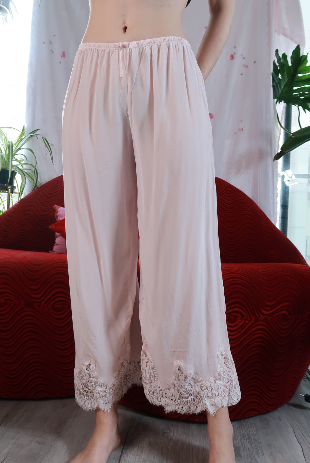 Lounge Pants Lace Trim - Elektra Vintage