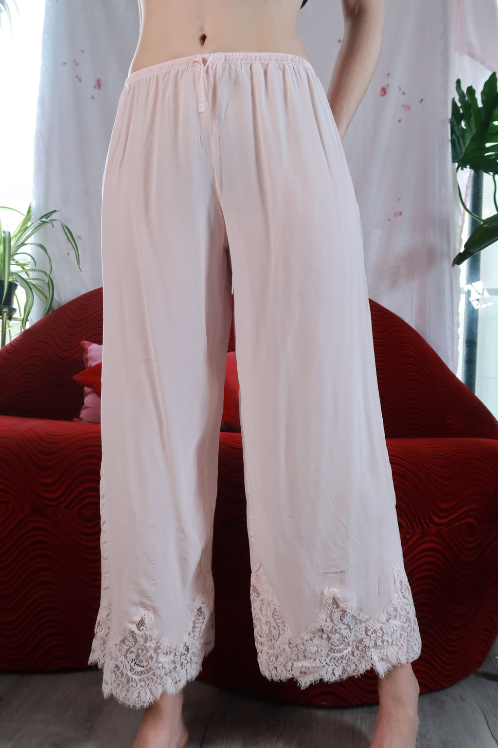 Lounge Pants Lace Trim - Elektra Vintage