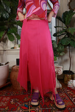 Load image into Gallery viewer, Vintage 2000s 100% Silk Hot Pink Midi Skirt Double Slit Handkerchief Hem
