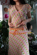 Vintage 2000s Kitschy Pink and Green Patterned Two Piece Set
