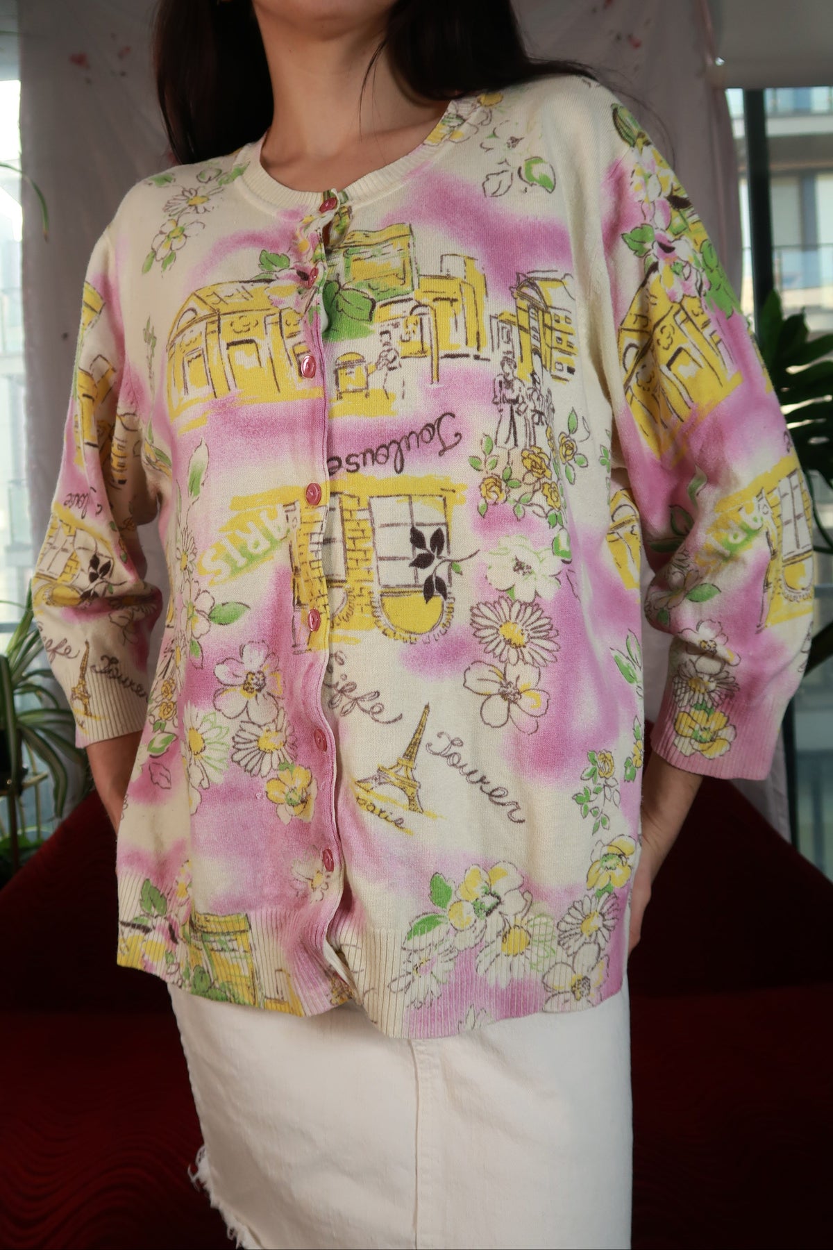Paris Print Cardigan - Elektra Vintage