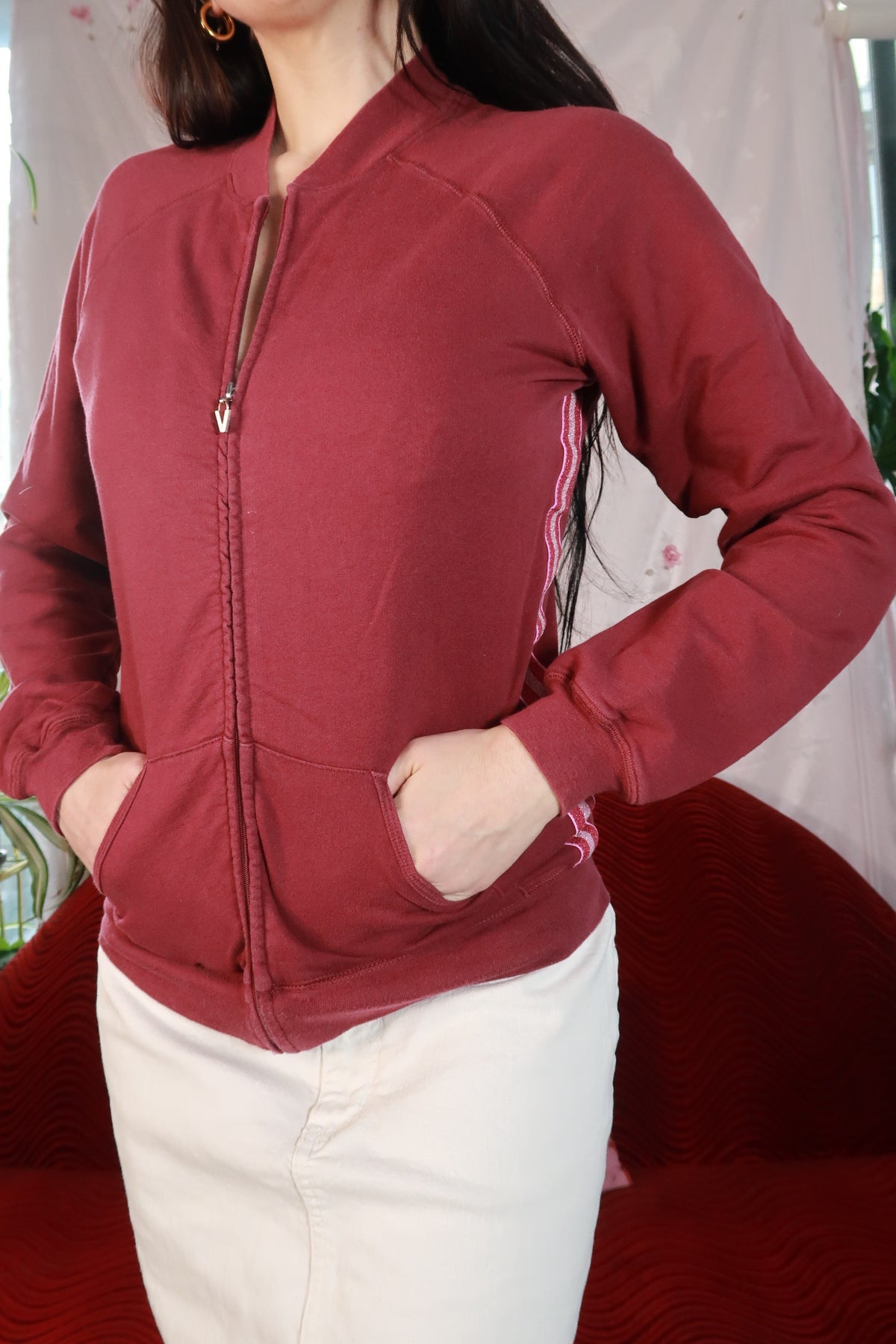Vintage 2000s Victoria’s Secret Glitter Stripe Zip Track Jacket