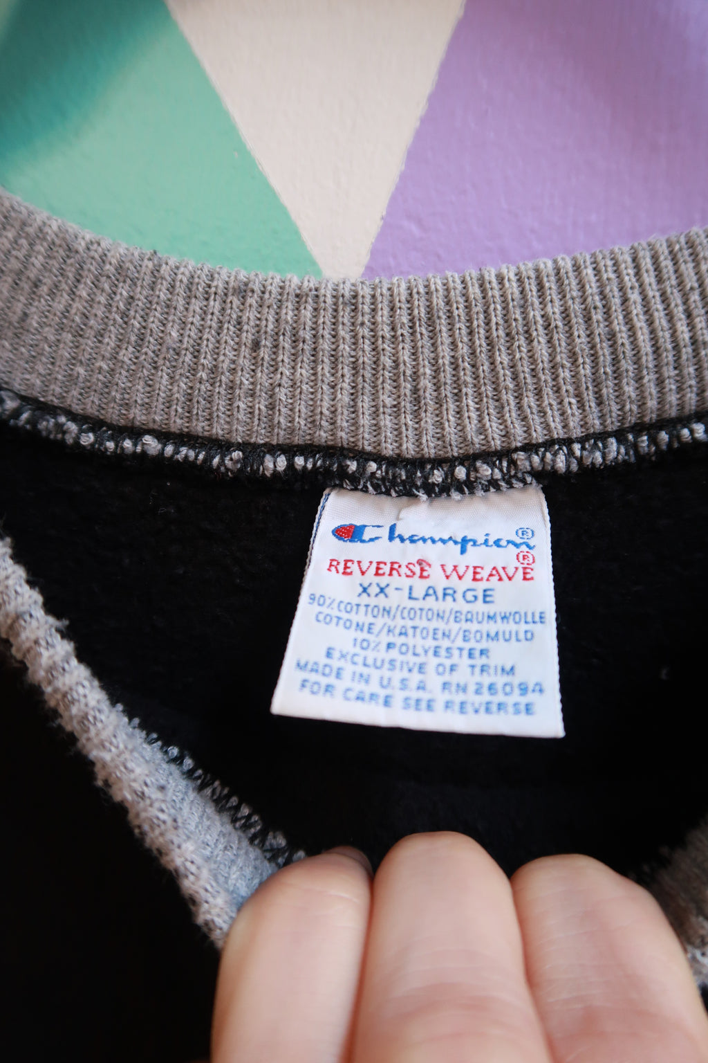 Vintage Champion Black Embroidered Crewneck Sweatshirt