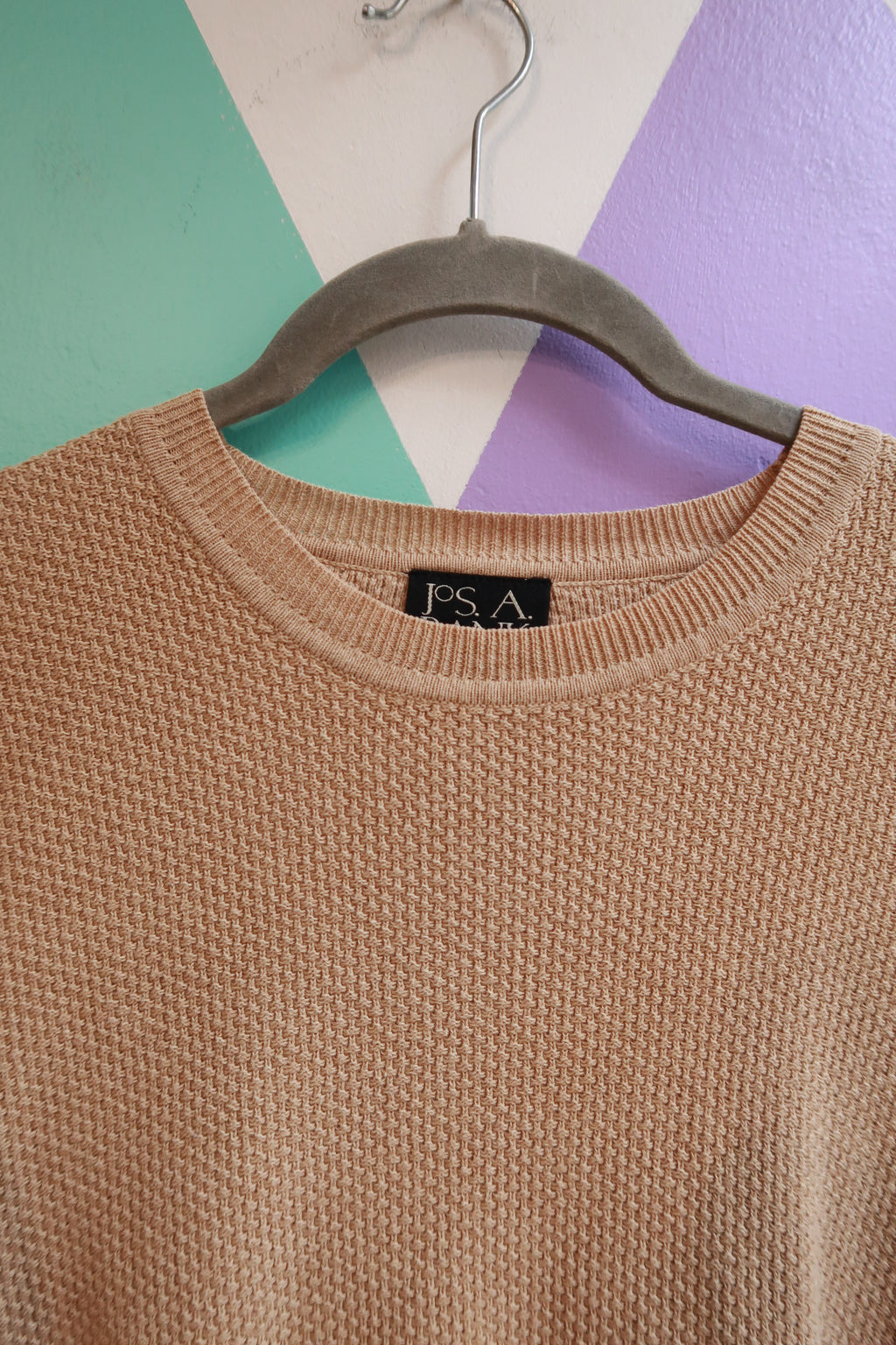 Vintage Tan Textured Crewneck Sweater