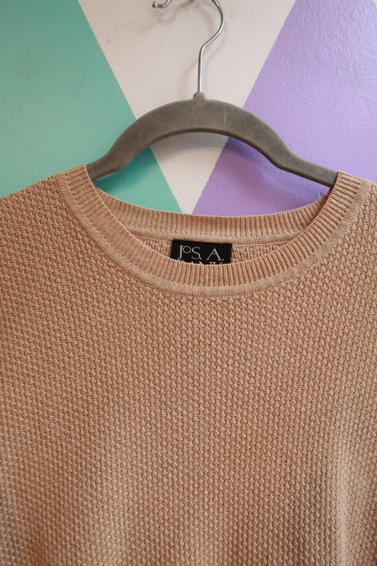 Vintage Tan Textured Crewneck Sweater