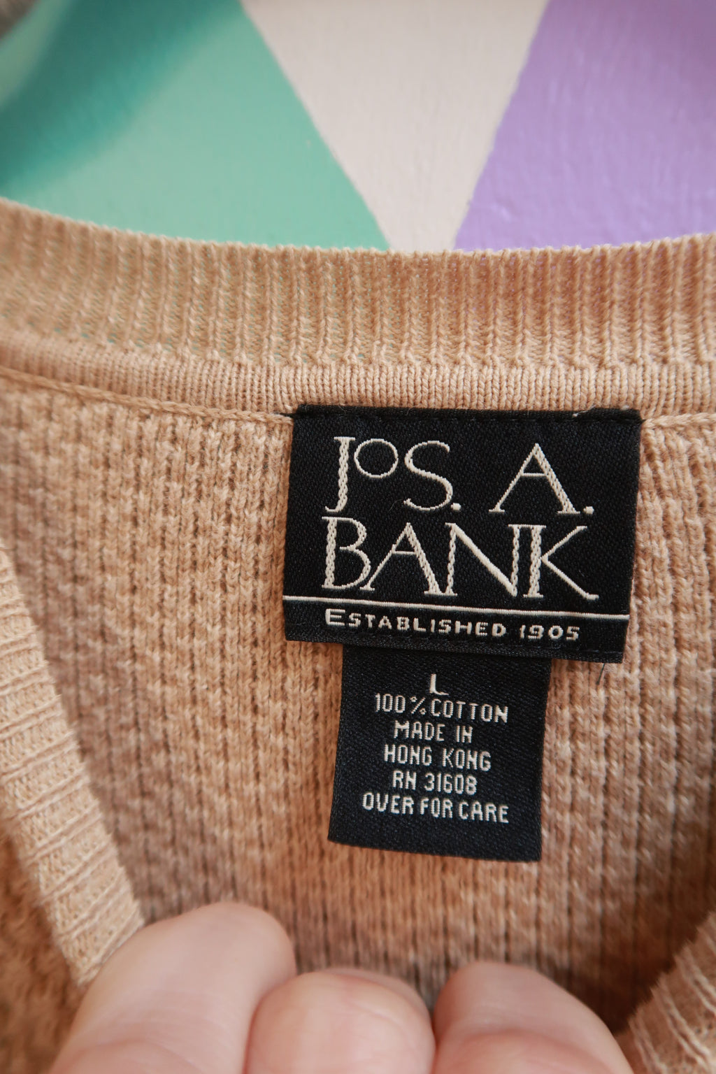 Vintage Tan Textured Crewneck Sweater