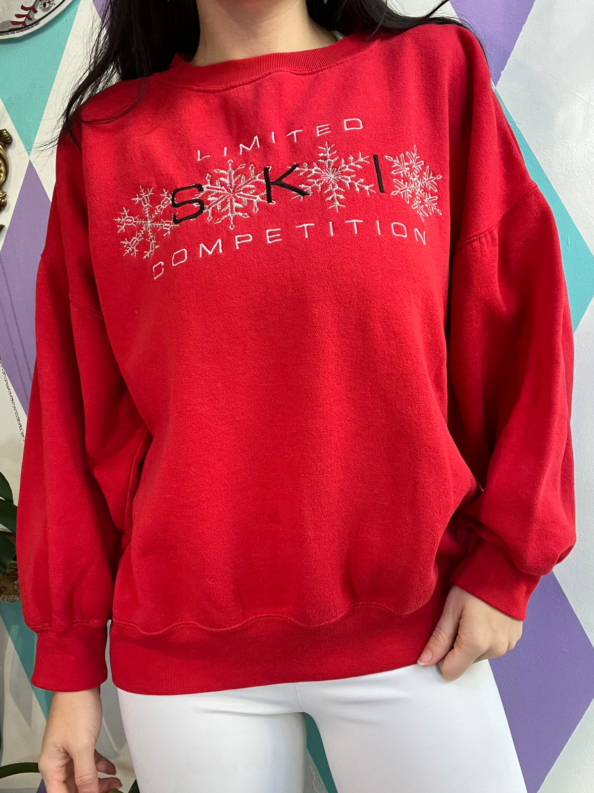 90s The Limited Ski Competition Embroidered Graphic Crewneck - Elektra Vintage