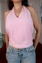 Load image into Gallery viewer, Pink Terry Cloth Halter Sweatshirt Top - Elektra Vintage
