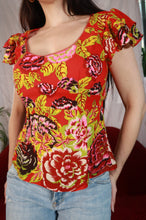 Load image into Gallery viewer, Floral Ruffle Cap Sleeve Top - Elektra Vintage
