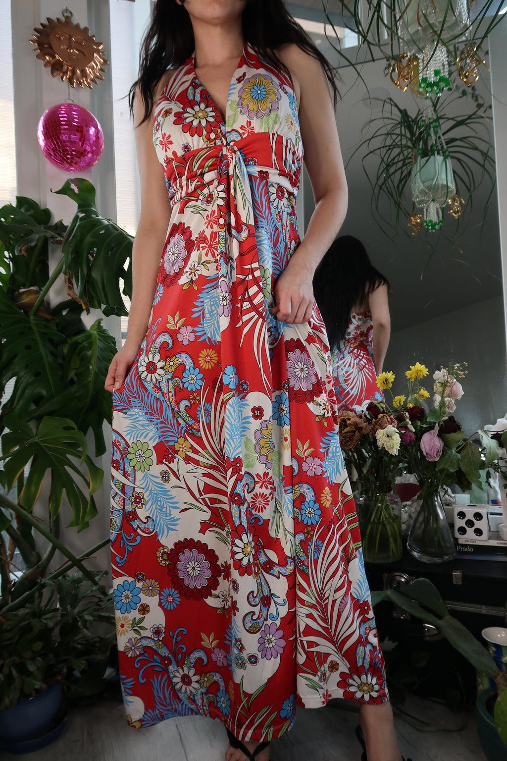 70s Patterned Low-Cut Sundress