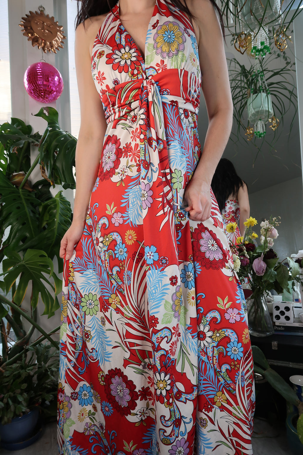 70s Patterned Low-Cut Sundress