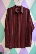 Vintage Burgundy Striped Button Up Shirt
