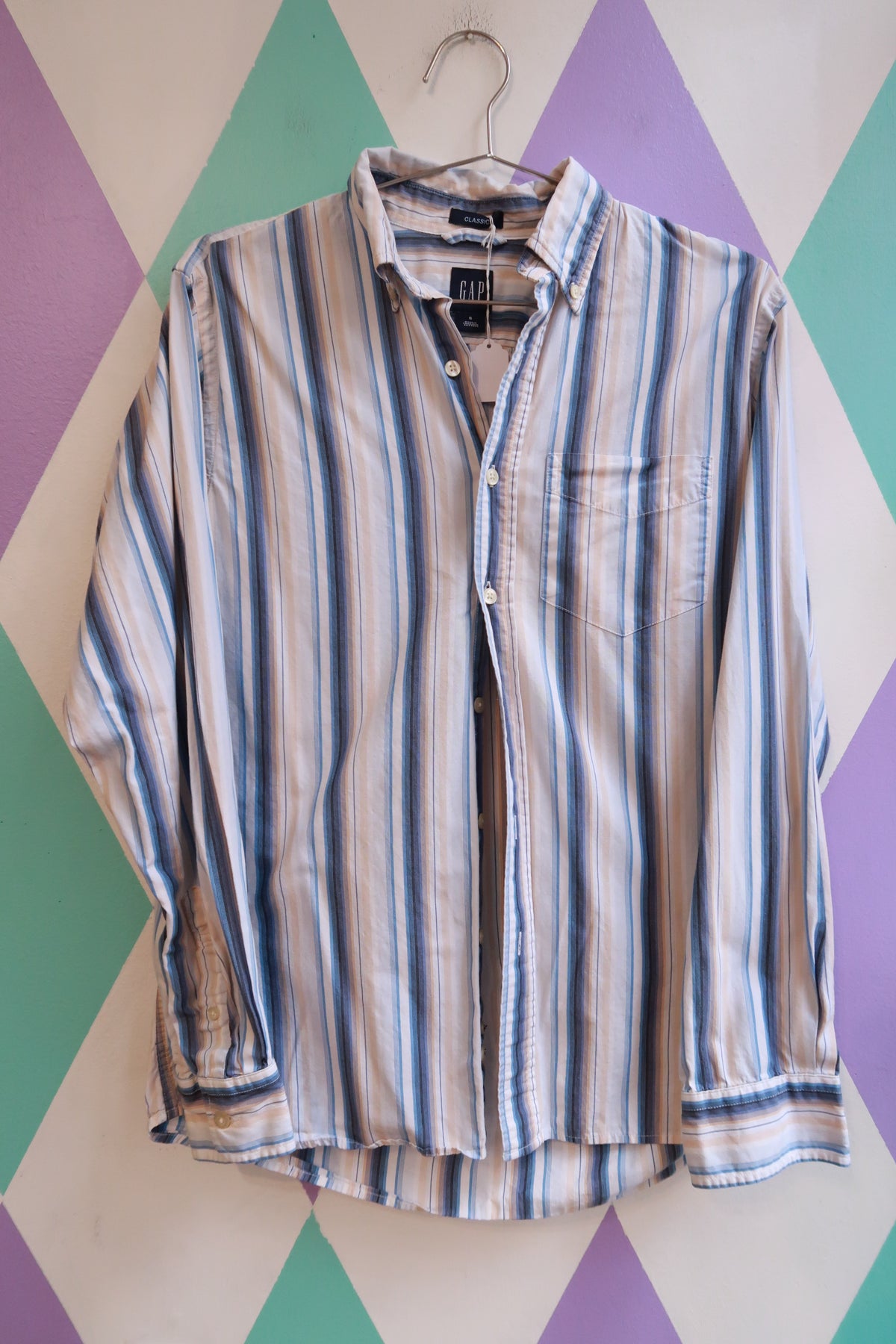 Vintage Gap Blue Striped Button Up Shirt