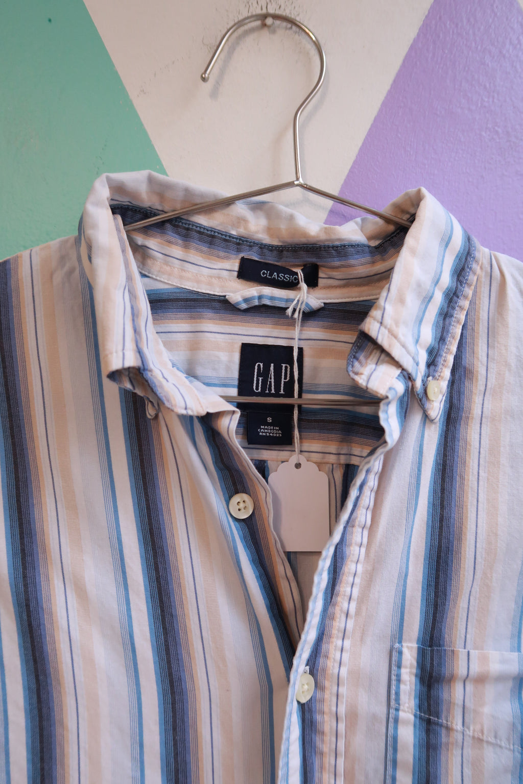 Vintage Gap Blue Striped Button Up Shirt