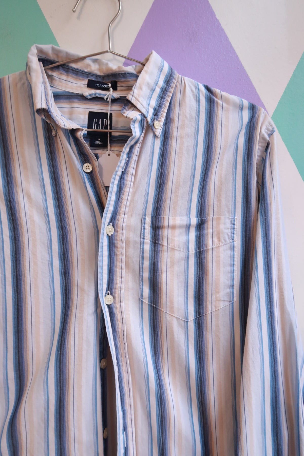 Vintage Gap Blue Striped Button Up Shirt