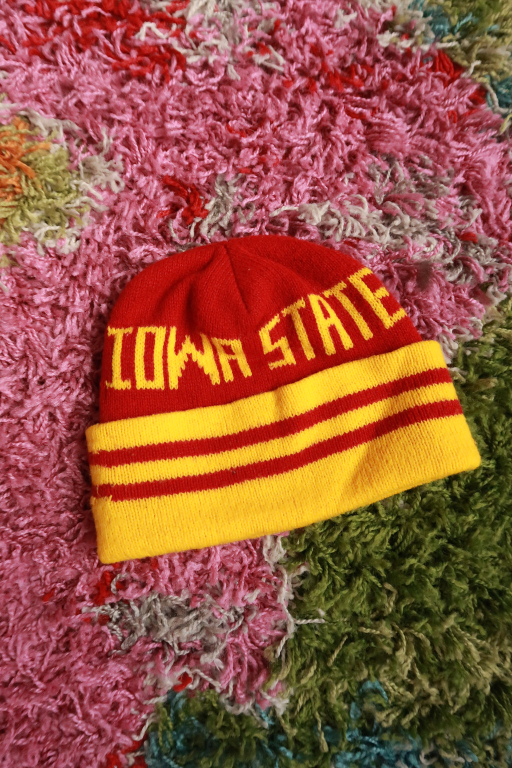 Vintage Iowa State Cyclones Red & Gold Knit Cuffed Beanie College Winter Hat