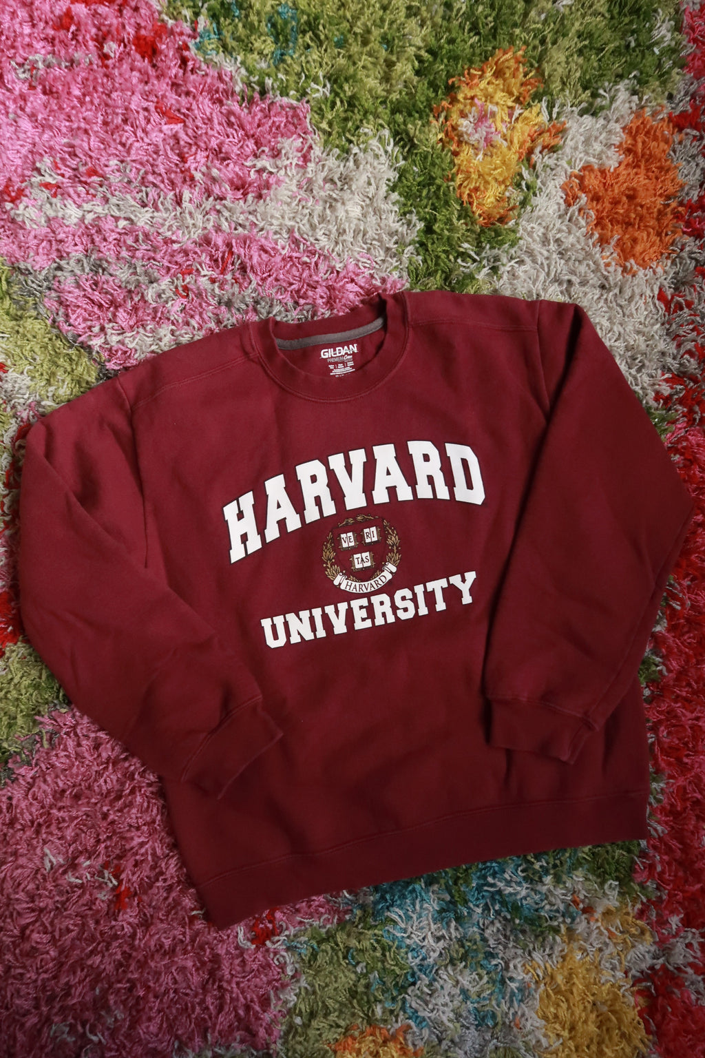 Harvard University Crimson Collegiate Crewneck Sweatshirt Crest Spellout Pullover
