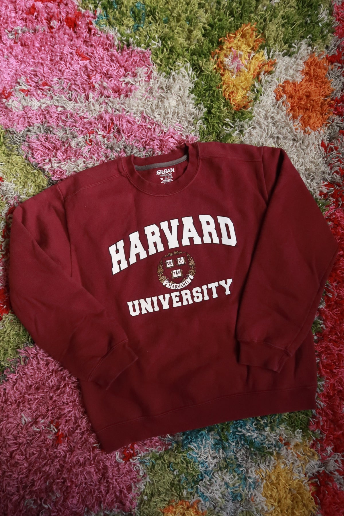 Harvard University Crimson Collegiate Crewneck Sweatshirt Crest Spellout Pullover