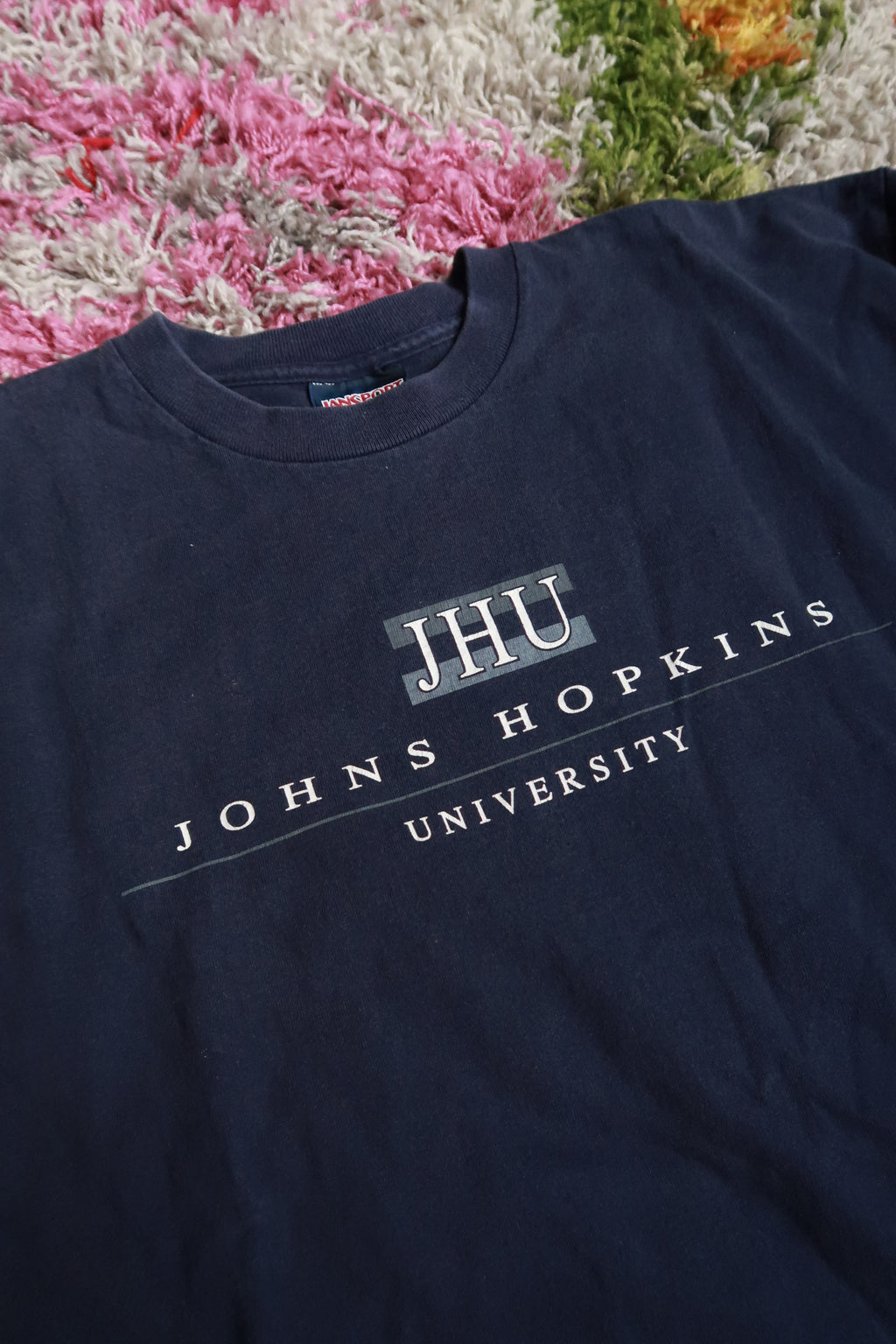 Vintage 2000s Johns Hopkins University JHU Navy Blue Long Sleeve Collegiate T-Shirt Jansport