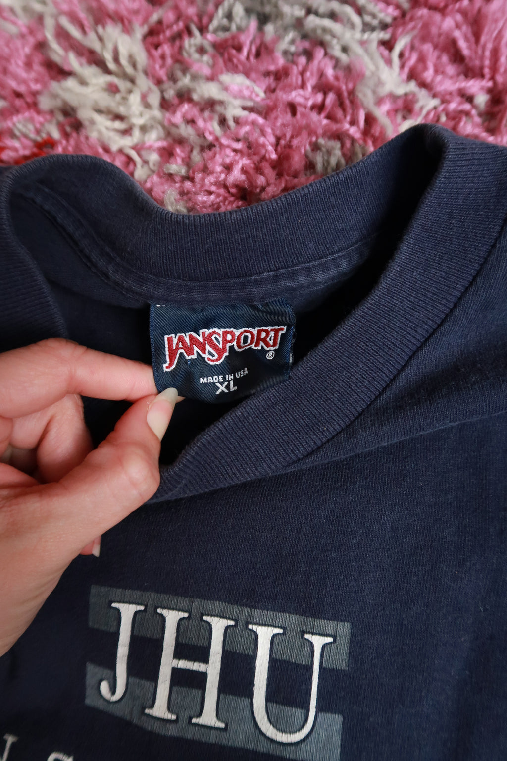Vintage 2000s Johns Hopkins University JHU Navy Blue Long Sleeve Collegiate T-Shirt Jansport