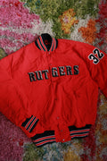Vintage Rutgers University Red Varsity Bomber Jacket Spellout 32 Collegiate Coat