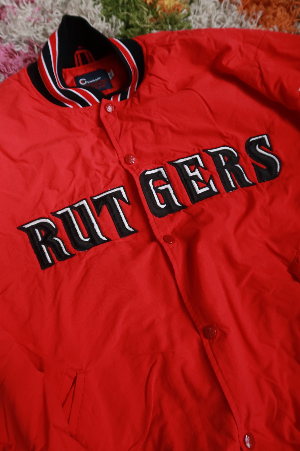 Vintage Rutgers University Red Varsity Bomber Jacket Spellout 32 Collegiate Coat