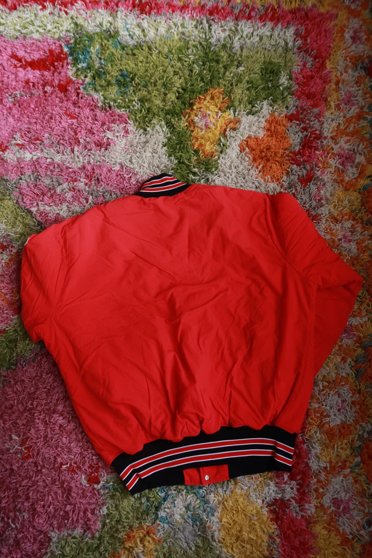 Vintage Rutgers University Red Varsity Bomber Jacket Spellout 32 Collegiate Coat