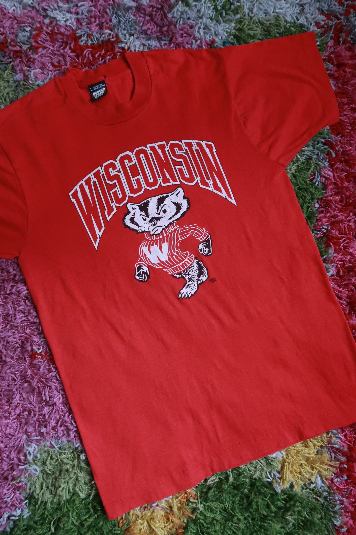 Vintage 80s Wisconsin Badgers Bucky Badger Red Graphic T-Shirt