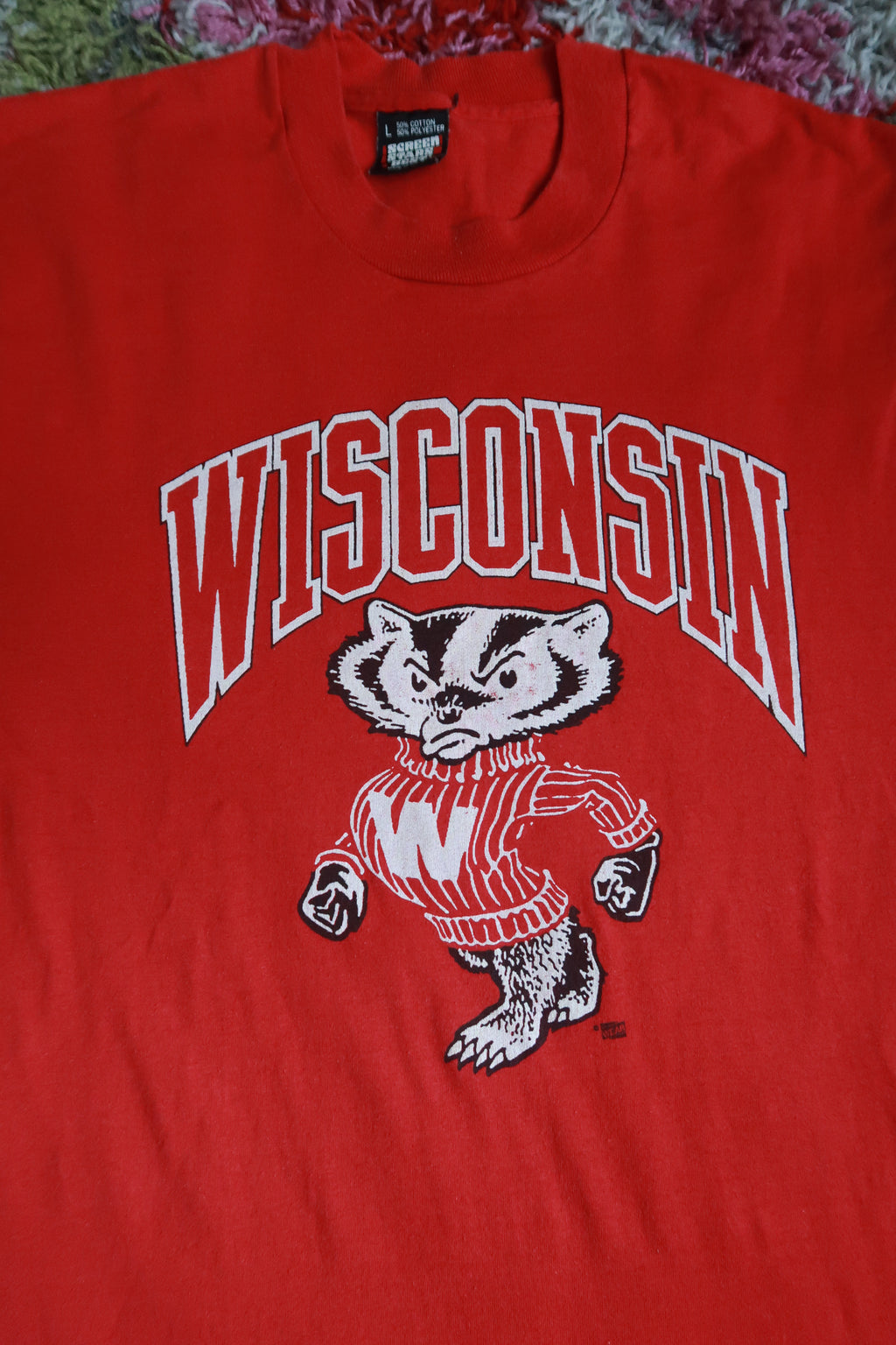 Vintage 80s Wisconsin Badgers Bucky Badger Red Graphic T-Shirt