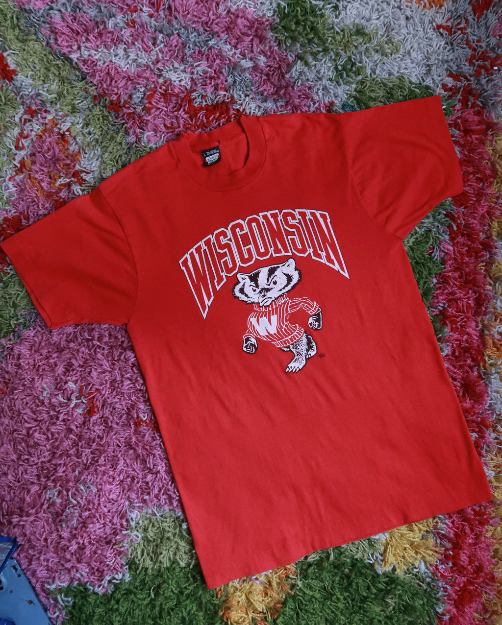 Vintage 80s Wisconsin Badgers Bucky Badger Red Graphic T-Shirt