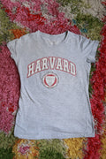 Harvard University Gray Fitted Graphic T-Shirt Crimson Collegiate Baby Tee
