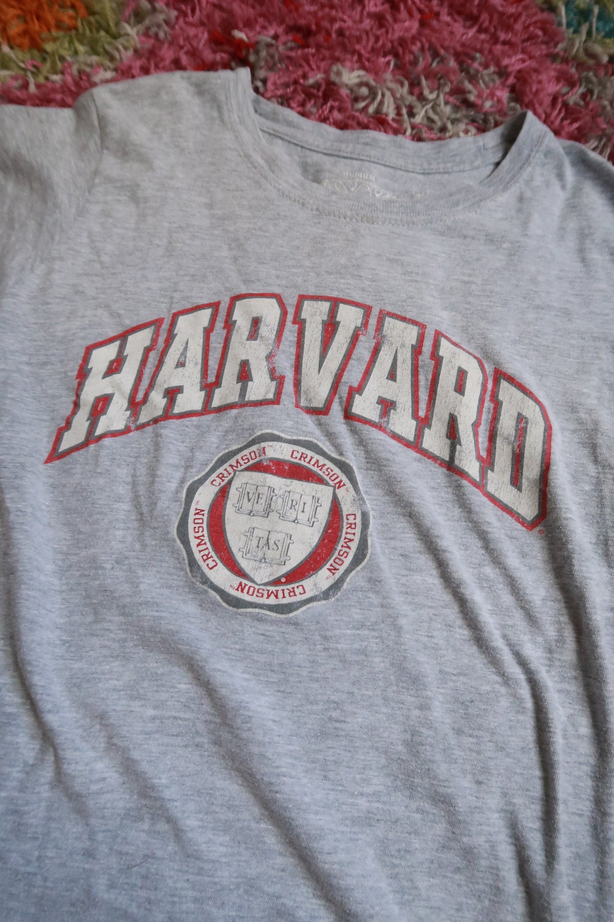 Harvard University Gray Fitted Graphic T-Shirt Crimson Collegiate Baby Tee