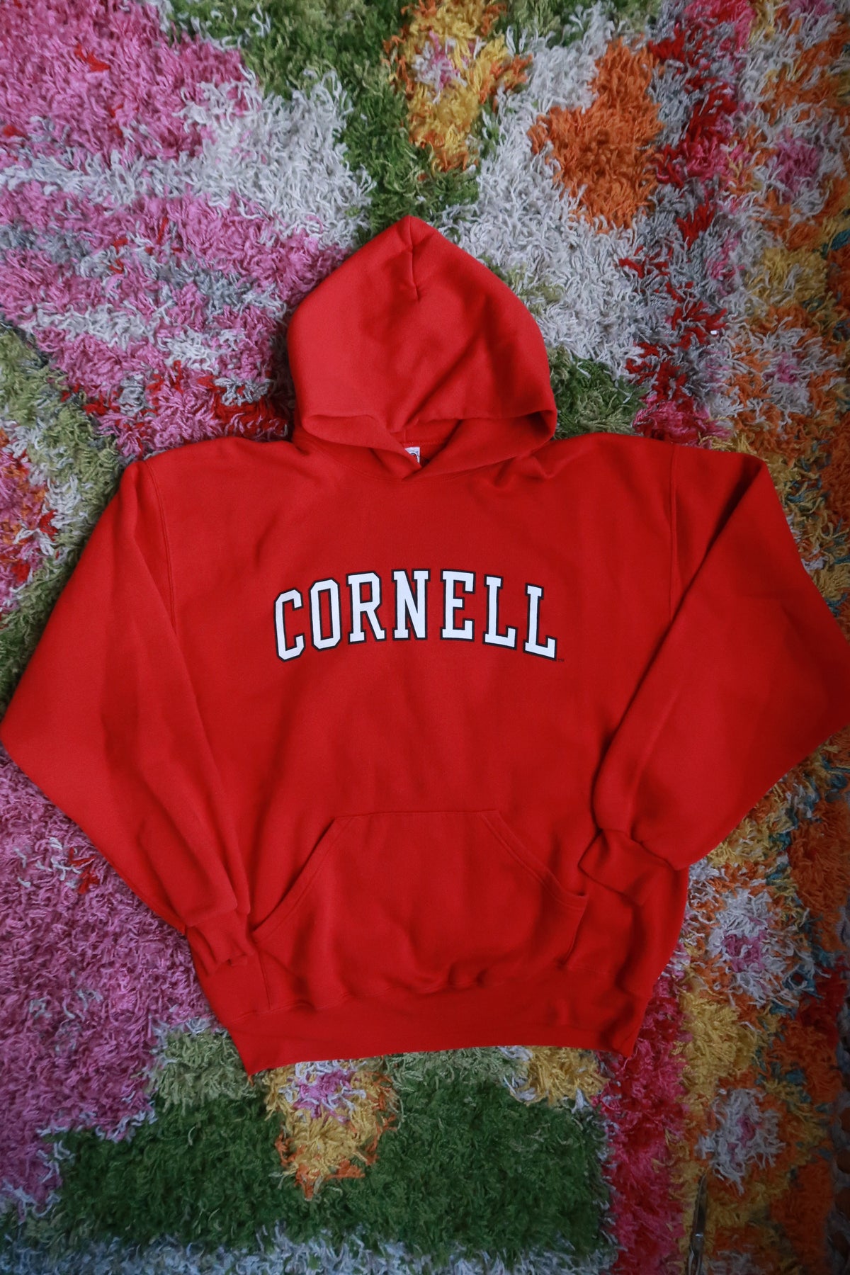 Vintage Cornell University Red Spellout Collegiate Pullover Hoodie