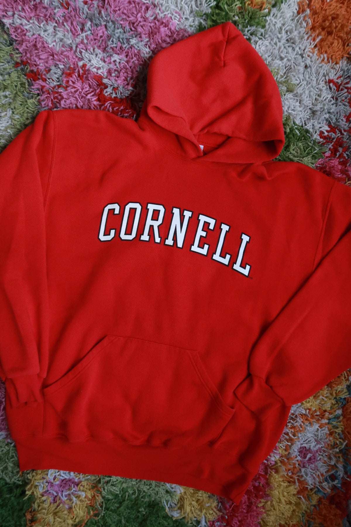 Vintage Cornell University Red Spellout Collegiate Pullover Hoodie