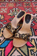 Deadstock Vintage MIA Pony Hair Leopard Print Wooden Mules – Y2K Heeled Sandals
