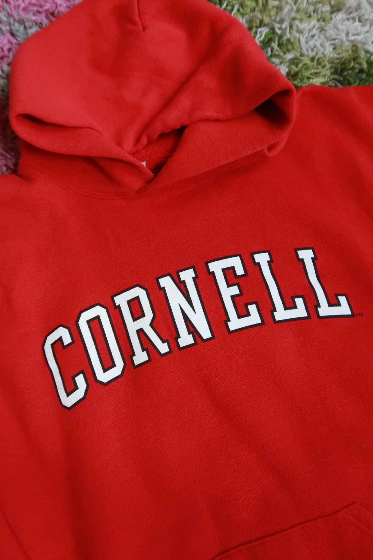 Vintage Cornell University Red Spellout Collegiate Pullover Hoodie