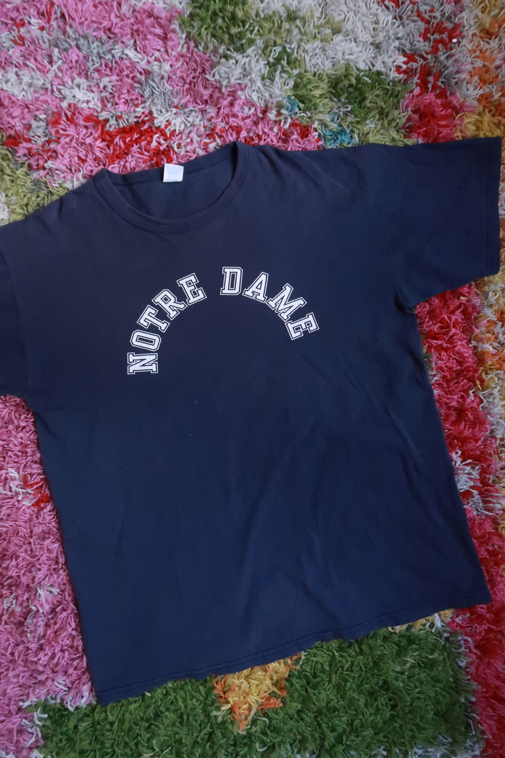 Vintage Notre Dame Navy Blue Collegiate Spellout Graphic T-Shirt