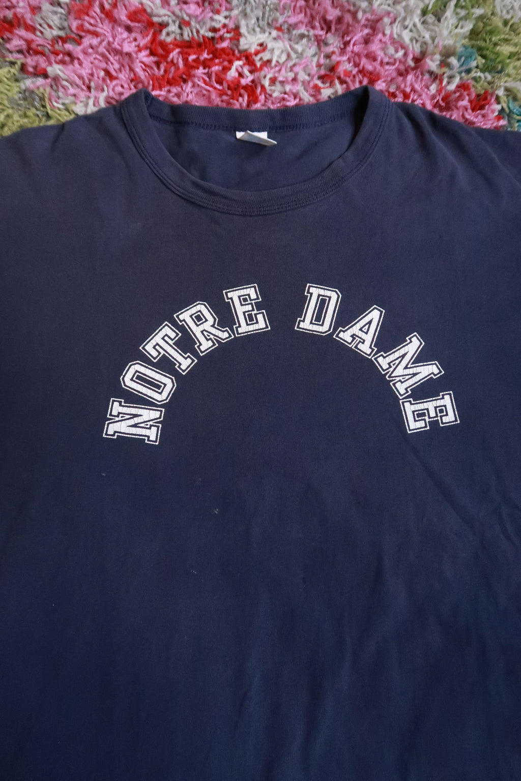 Vintage Notre Dame Navy Blue Collegiate Spellout Graphic T-Shirt