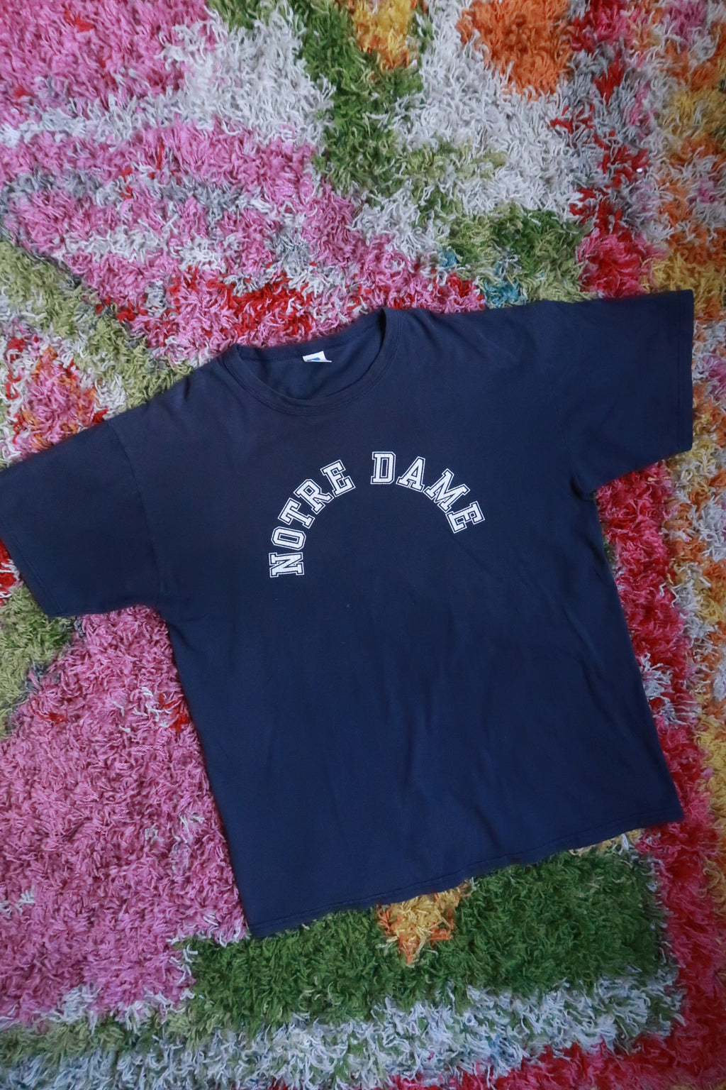 Vintage Notre Dame Navy Blue Collegiate Spellout Graphic T-Shirt