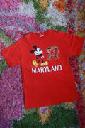 Vintage Disney Mickey Mouse University of Maryland Terrapins Red Graphic T-Shirt