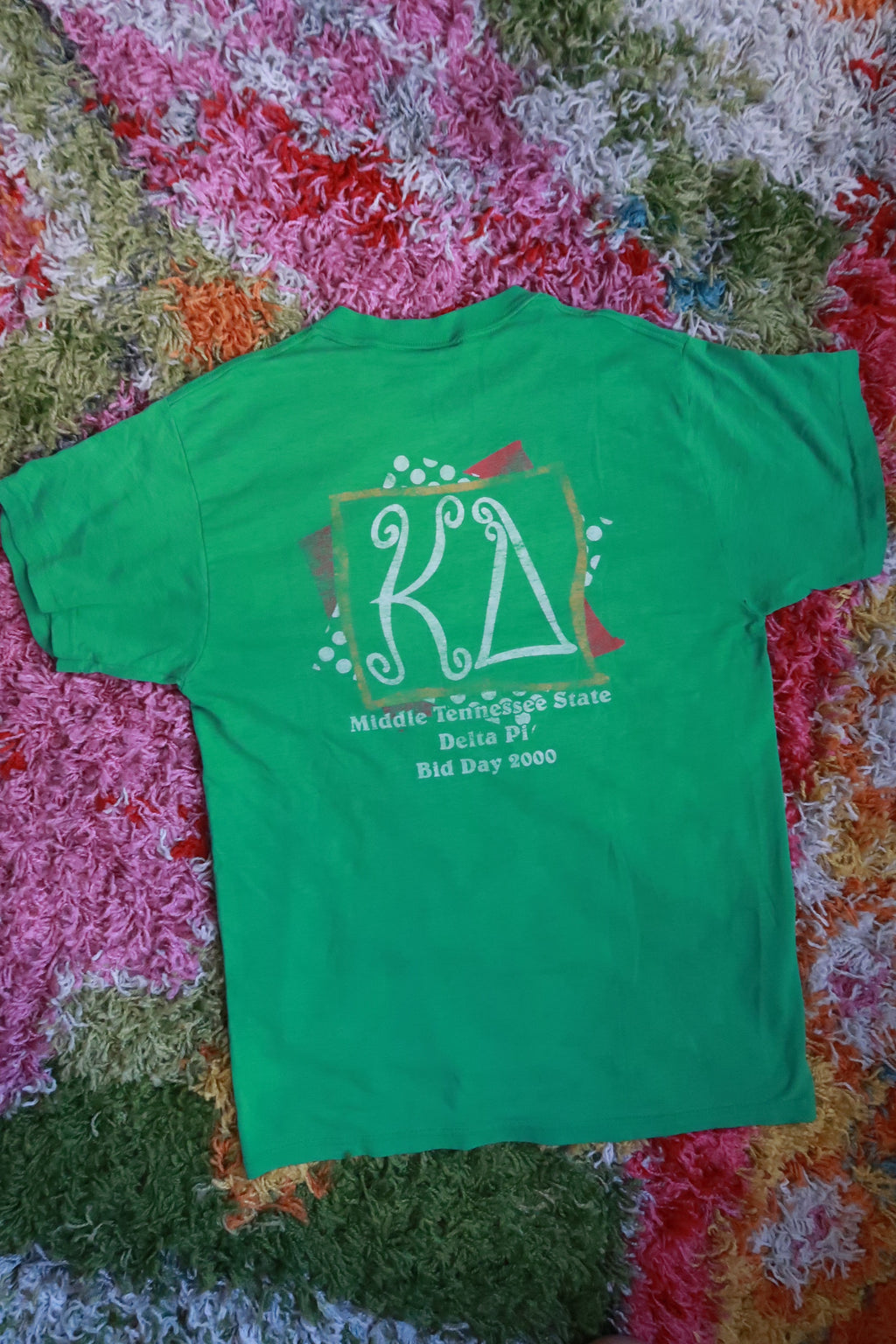 Vintage 2000 Middle Tennessee State Kappa Delta Sorority Bid Day Green Graphic T-Shirt