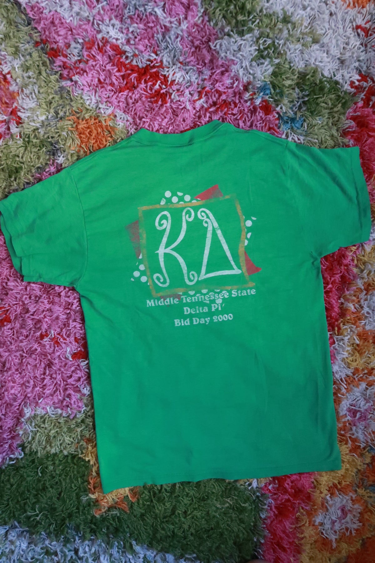 Vintage 2000 Middle Tennessee State Kappa Delta Sorority Bid Day Green Graphic T-Shirt