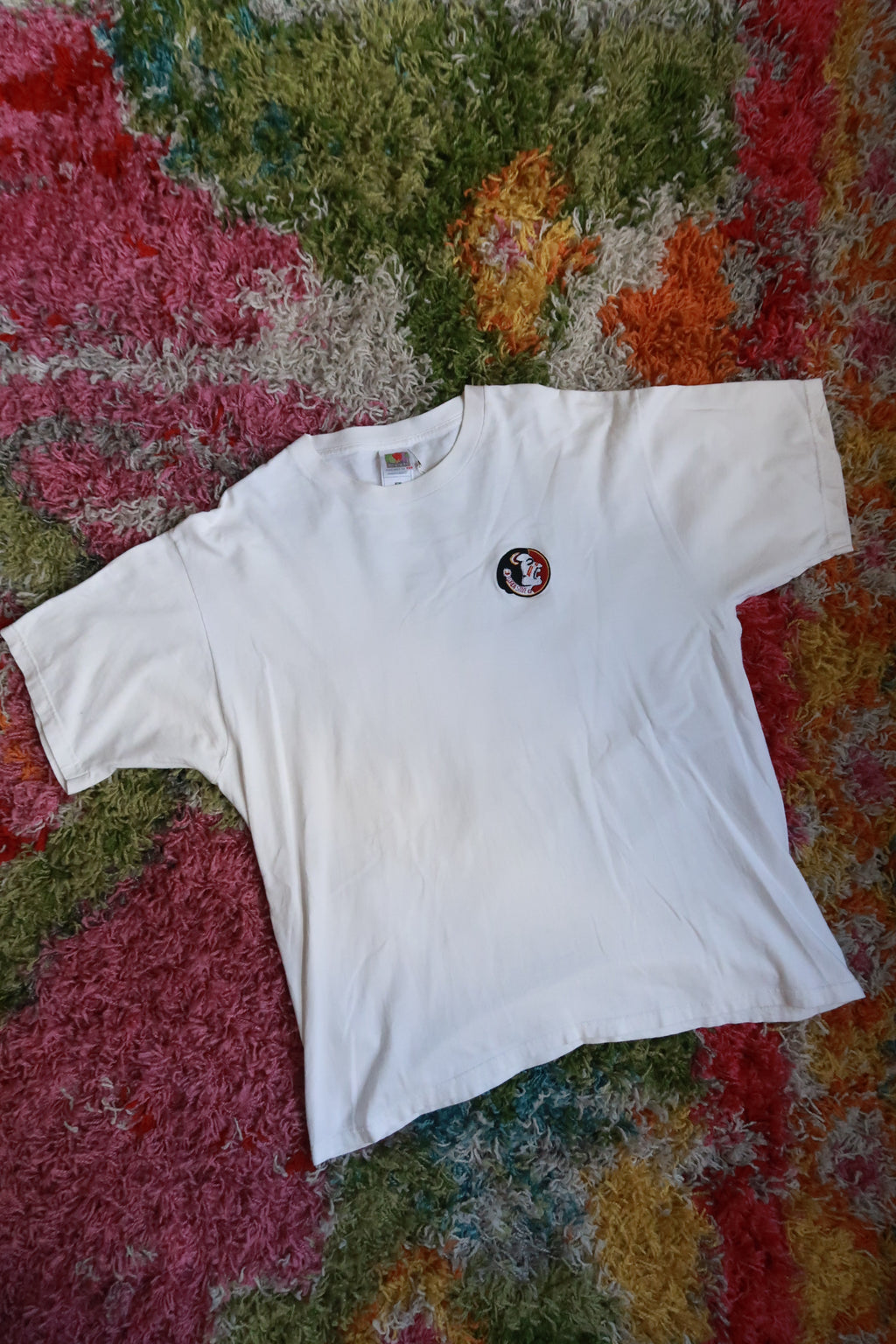 Vintage Florida State Seminoles White Embroidered Logo Graphic T-Shirt