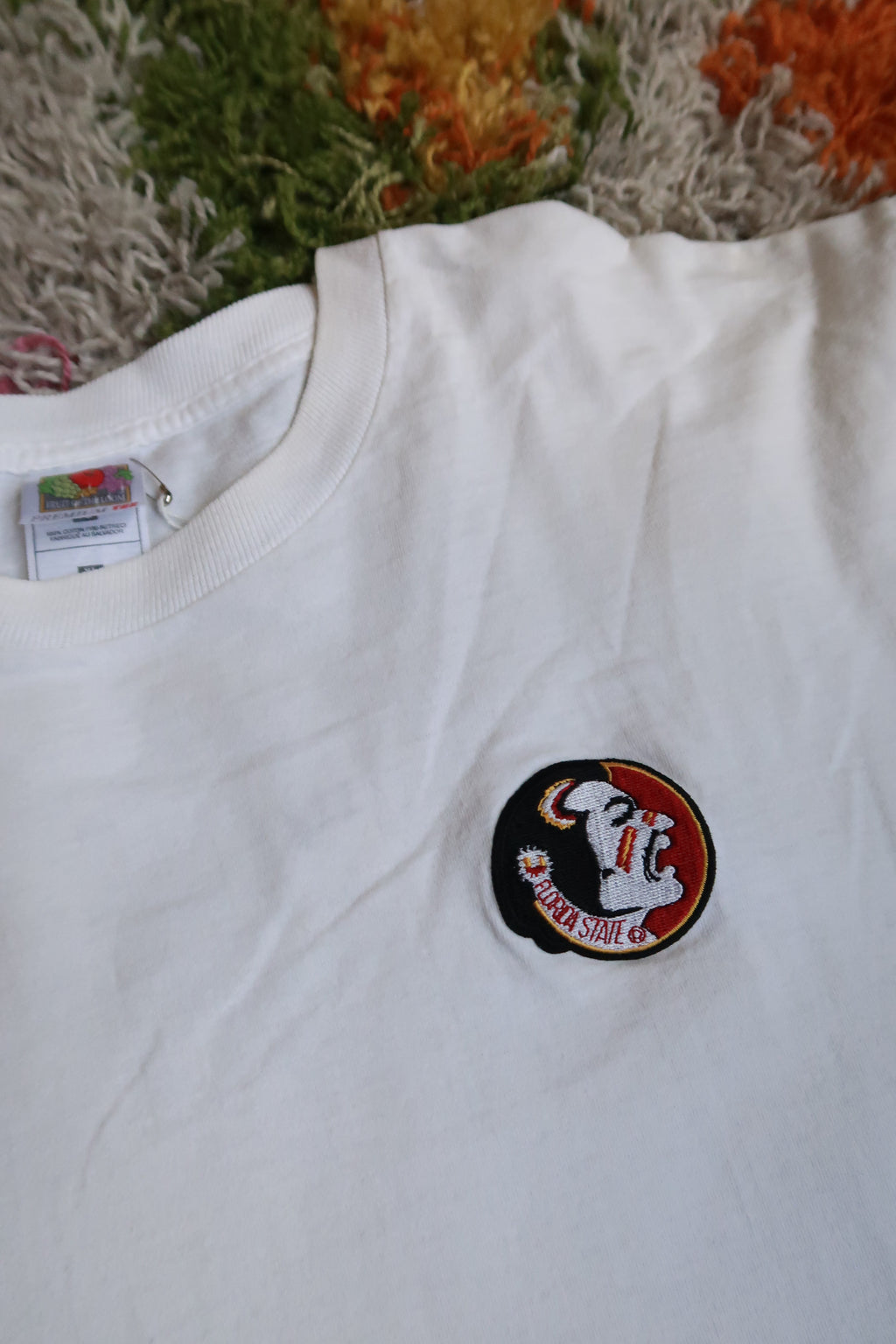 Vintage Florida State Seminoles White Embroidered Logo Graphic T-Shirt