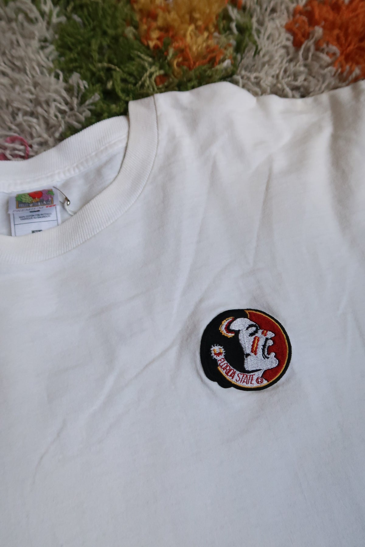 Vintage Florida State Seminoles White Embroidered Logo Graphic T-Shirt