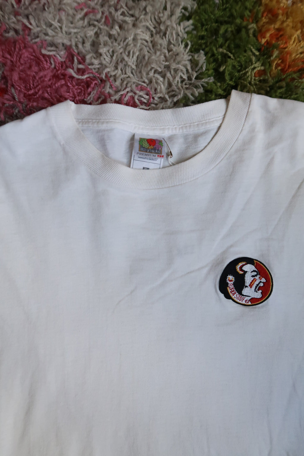 Vintage Florida State Seminoles White Embroidered Logo Graphic T-Shirt