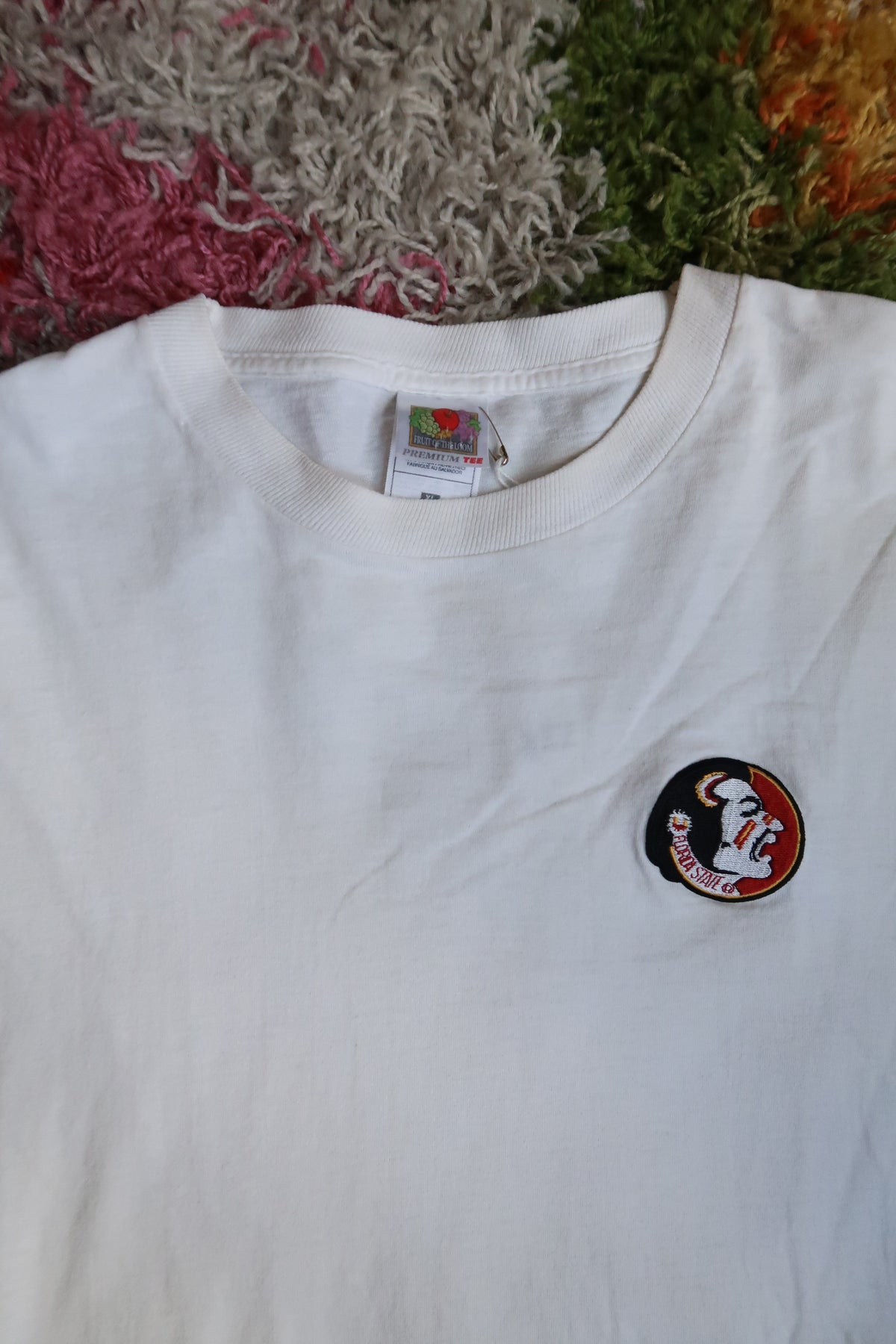 Vintage Florida State Seminoles White Embroidered Logo Graphic T-Shirt