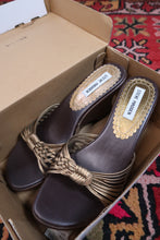 Load image into Gallery viewer, Deadstock Vintage Steve Madden Metallic Strappy Wedges – Y2K Platform Sandals

